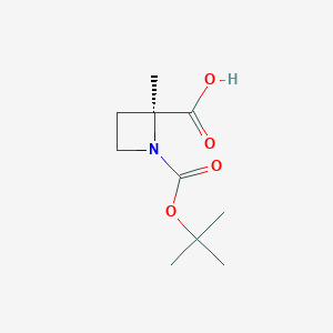 (2S)-1-[(tert-butoxy)carbonyl]-2-methylazetidine-2-carboxylic acid chemical structure (CAS 1363402-35-0)