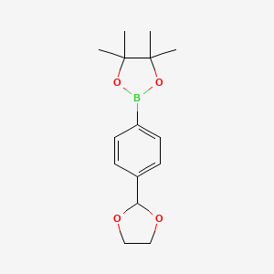 2-(4-(1,3-Dioxolan-2-yl)phenyl)-4,4,5,5-tetramethyl-1,3,2-dioxaborolane chemical structure (CAS 1365243-34-0)