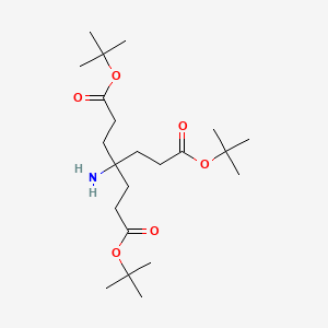 Di-tert-butyl 4-amino-4-(3-(tert-butoxy)-3-oxopropyl)heptanedioate chemical structure (CAS 136586-99-7)
