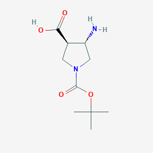 (3R,4S)-4-Amino-1-(tert-butoxycarbonyl)pyrrolidine-3-carboxylic acid chemical structure (CAS 1365887-58-6)