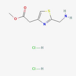 Methyl 2-(2-(aminomethyl)thiazol-4-yl)acetate dihydrochloride chemical structure (CAS 1365964-53-9)
