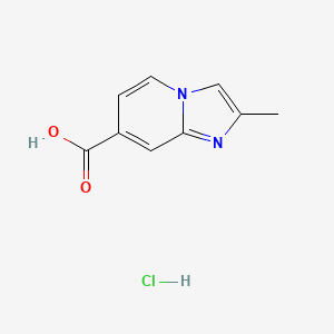 2-Methylimidazo[1,2-a]pyridine-7-carboxylic acid hydrochloride chemical structure (CAS 1365964-78-8)