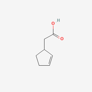 2-(Cyclopent-2-en-1-yl)acetic acid chemical structure (CAS 13668-61-6)
