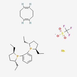 1,2-Bis[(2R,5R)-2,5-diethylphospholano]benzene(1,5-cyclooctadiene)rhodium(I) trifluoromethanesulfonate chemical structure (CAS 136705-77-6)