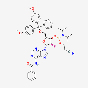 (2R,3R,4R,5R)-5-(6-Benzamido-9H-purin-9-yl)-2-((bis(4-methoxyphenyl)(phenyl)methoxy)methyl)-4-fluorotetrahydrofuran-3-yl (2-cyanoethyl) diisopropylphosphoramidite chemical structure (CAS 136834-22-5)