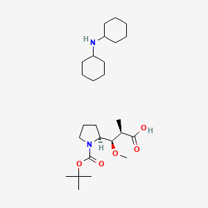 Dicyclohexylamine (2R,3R)-3-((S)-1-(tert-butoxycarbonyl)pyrrolidin-2-yl)-3-methoxy-2-methylpropanoate chemical structure (CAS 1369427-40-6)
