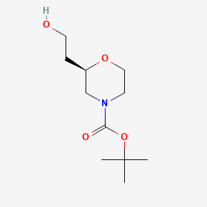 (R)-tert-Butyl 2-(2-hydroxyethyl)morpholine-4-carboxylate chemical structure (CAS 136992-21-7)