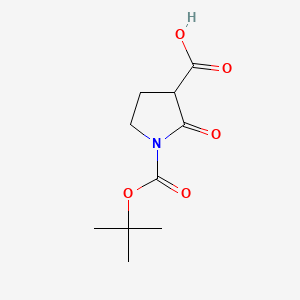 1-[(tert-Butoxy)carbonyl]-2-oxopyrrolidine-3-carboxylic acid chemical structure (CAS 1370018-07-7)