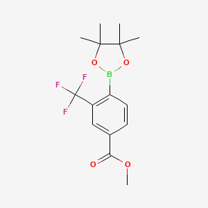 Methyl 4-(4,4,5,5-tetramethyl-1,3,2-dioxaborolan-2-yl)-3-(trifluoromethyl)benzoate chemical structure (CAS 1371589-09-1)