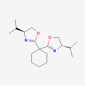 (4S,4'S)-2,2'-(Cyclohexane-1,1-diyl)bis(4-isopropyl-4,5-dihydrooxazole) chemical structure (CAS 1373357-00-6)
