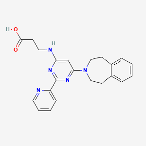 3-((2-(Pyridin-2-yl)-6-(1,2,4,5-tetrahydro-3H-benzo[d]azepin-3-yl)pyrimidin-4-yl)amino)propanoic acid chemical structure (CAS 1373422-53-7)