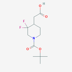 2-(1-(tert-Butoxycarbonyl)-3,3-difluoropiperidin-4-yl)acetic acid chemical structure (CAS 1373503-54-8)