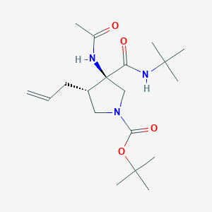 rel-(3R,4S)-tert-Butyl 3-acetamido-4-allyl-3-(tert-butylcarbamoyl)pyrrolidine-1-carboxylate chemical structure (CAS 1374334-12-9)