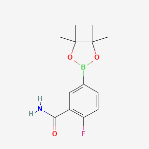 2-Fluoro-5-(tetramethyl-1,3,2-dioxaborolan-2-yl)benzamide chemical structure (CAS 1374508-59-4)