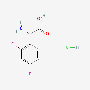2-Amino-2-(2,4-difluorophenyl)acetic acid hydrochloride chemical structure (CAS 1374651-47-4)