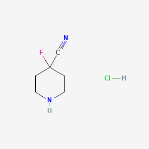 4-Fluoropiperidine-4-carbonitrile hydrochloride chemical structure (CAS 1374653-45-8)