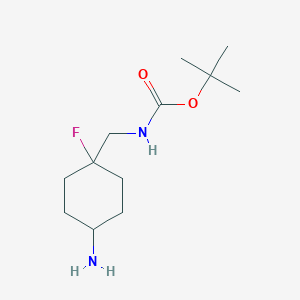 tert-Butyl ((4-amino-1-fluorocyclohexyl)methyl)carbamate chemical structure (CAS 1374654-81-5)