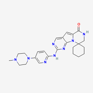 2'-((5-(4-Methylpiperazin-1-yl)pyridin-2-yl)amino)-7',8'-dihydro-6'H-spiro[cyclohexane-1,9'-pyrazino[1',2':1,5]pyrrolo[2,3-d]pyrimidin]-6'-one chemical structure (CAS 1374743-00-6)