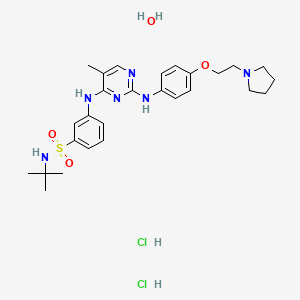 N-(tert-Butyl)-3-((5-methyl-2-((4-(2-(pyrrolidin-1-yl)ethoxy)phenyl)amino)pyrimidin-4-yl)amino)benzenesulfonamide dihydrochloride hydrate chemical structure (CAS 1374744-69-0)