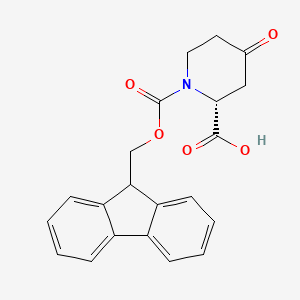 (R)-1-(((9H-Fluoren-9-yl)methoxy)carbonyl)-4-oxopiperidine-2-carboxylic acid chemical structure (CAS 1375078-38-8)