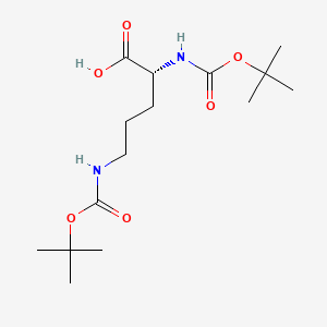 (R)-2,5-Bis((tert-butoxycarbonyl)amino)pentanoic acid chemical structure (CAS 137524-82-4)