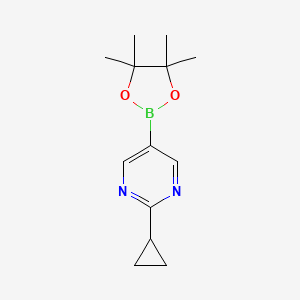 2-Cyclopropyl-5-(4,4,5,5-tetramethyl-1,3,2-dioxaborolan-2-yl)pyrimidine chemical structure (CAS 1375301-91-9)