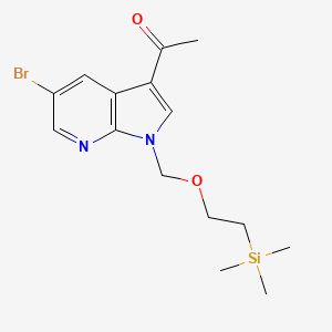 1-(5-Bromo-1-((2-(trimethylsilyl)ethoxy)methyl)-1H-pyrrolo[2,3-b]pyridin-3-yl)ethanone chemical structure (CAS 1375303-71-1)