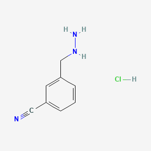 3-(Hydrazinylmethyl)benzonitrile hydrochloride chemical structure (CAS 1375474-54-6)
