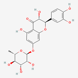 (2R,3R)-2-(3,4-Dihydroxyphenyl)-3,5-dihydroxy-7-(((2S,3R,4R,5R,6S)-3,4,5-trihydroxy-6-methyltetrahydro-2H-pyran-2-yl)oxy)chroman-4-one chemical structure (CAS 137592-12-2)