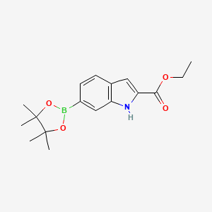 Ethyl 6-(4,4,5,5-tetramethyl-1,3,2-dioxaborolan-2-yl)-1H-indole-2-carboxylate chemical structure (CAS 1376938-36-1)