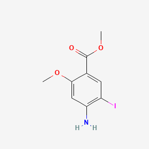 Methyl 4-amino-5-iodo-2-methoxybenzoate chemical structure (CAS 137832-56-5)