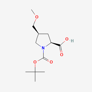 (2S,4S)-1-(tert-Butoxycarbonyl)-4-(methoxymethyl)pyrrolidine-2-carboxylic acid chemical structure (CAS 1378388-16-9)