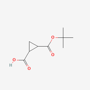 2-(tert-Butoxycarbonyl)cyclopropane-1-carboxylic acid chemical structure (CAS 1378831-04-9)