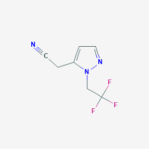 2-(1-(2,2,2-Trifluoroethyl)-1H-pyrazol-5-yl)acetonitrile chemical structure (CAS 1378831-53-8)