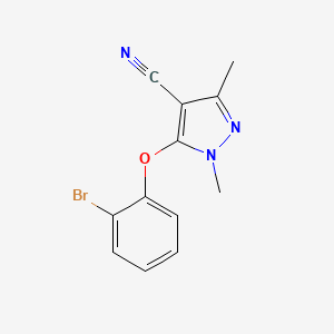 5-(2-Bromophenoxy)-1,3-dimethyl-1H-pyrazole-4-carbonitrile chemical structure (CAS 1378878-41-1)