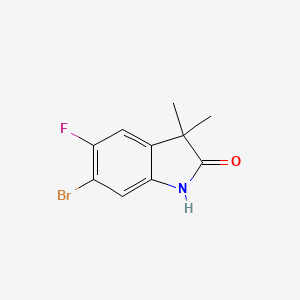 6-Bromo-5-fluoro-3,3-dimethyl-2,3-dihydro-1H-indol-2-one chemical structure (CAS 1379313-54-8)