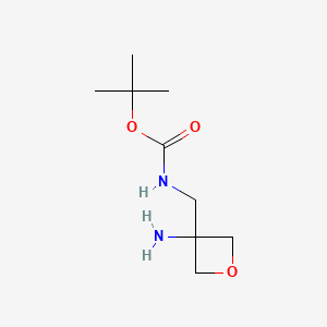 tert-Butyl ((3-aminooxetan-3-yl)methyl)carbamate chemical structure (CAS 1379322-06-1)