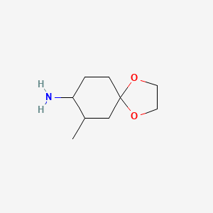7-Methyl-1,4-dioxaspiro[4.5]decan-8-amine chemical structure (CAS 1379329-35-7)