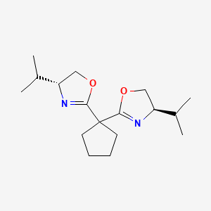 (4R,4'R)-2,2'-(Cyclopentane-1,1-diyl)bis(4-isopropyl-4,5-dihydrooxazole) chemical structure (CAS 1379452-53-5)