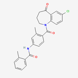 N-(4-(7-Chloro-5-oxo-2,3,4,5-tetrahydro-1H-benzo[b]azepine-1-carbonyl)-3-methylphenyl)-2-methylbenzamide chemical structure (CAS 137973-76-3)