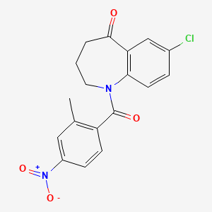 7-Chloro-1-(2-methyl-4-nitrobenzoyl)-3,4-dihydro-1H-benzo[b]azepin-5(2H)-one chemical structure (CAS 137982-91-3)