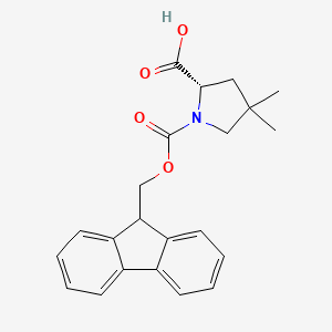(S)-1-(((9H-Fluoren-9-yl)methoxy)carbonyl)-4,4-dimethylpyrrolidine-2-carboxylic acid chemical structure (CAS 1380336-01-5)