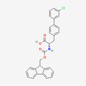 (S)-2-((((9H-Fluoren-9-yl)methoxy)carbonyl)amino)-3-(3'-chloro-[1,1'-biphenyl]-4-yl)propanoic acid chemical structure (CAS 1380437-47-7)