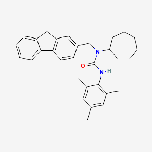 1-((9H-Fluoren-2-yl)methyl)-1-cycloheptyl-3-mesitylurea chemical structure (CAS 138046-43-2)