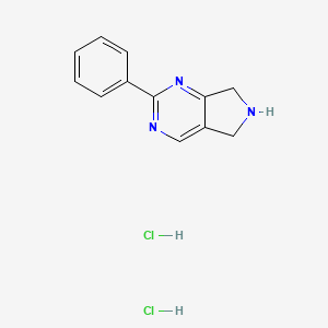 2-Phenyl-6,7-dihydro-5H-pyrrolo[3,4-d]pyrimidine dihydrochloride chemical structure (CAS 1380571-58-3)