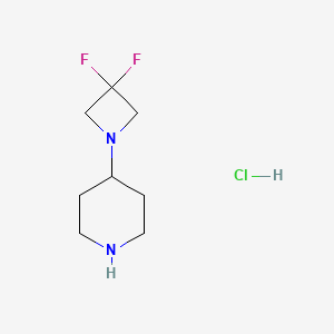 4-(3,3-Difluoroazetidin-1-yl)piperidine hydrochloride chemical structure (CAS 1380680-50-1)