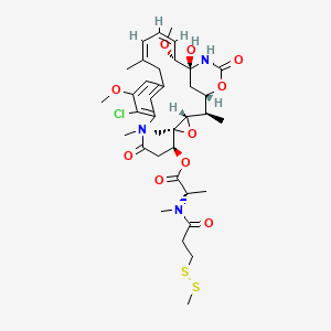 (14S,16S,32S,33S,2R,4S,10E,12E,14R)-86-Chloro-14-hydroxy-85,14-dimethoxy-33,2,7,10-tetramethyl-12,6-dioxo-7-aza-1(6,4)-oxazinana-3(2,3)-oxirana-8(1,3)-benzenacyclotetradecaphane-10,12-dien-4-yl N-methyl-N-(3-(methyldisulfaneyl)propanoyl)-L-alaninate chemical structure (CAS 138148-68-2)