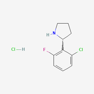 (R)-2-(2-Chloro-6-fluorophenyl)pyrrolidine hydrochloride chemical structure (CAS 1381928-56-8)