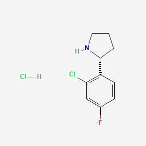 (R)-2-(2-Chloro-4-fluorophenyl)pyrrolidine hydrochloride chemical structure (CAS 1381929-04-9)