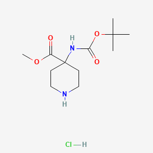 Methyl 4-((tert-butoxycarbonyl)amino)piperidine-4-carboxylate hydrochloride chemical structure (CAS 1381947-68-7)